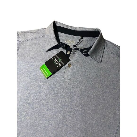 Chaps Men's Blue Golf Polo Shirt Size M 4-Way Stretch Moisture Wicking - Picture 2 of 7